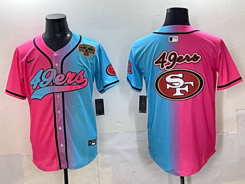 Men 2025 San Francisco 49ers blank Pink Blue pink Nike Limited NFL Jersey 003